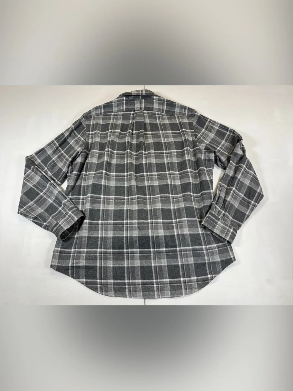 Polo Ralph Lauren Flannel Shirt Gray Plaid Elbow Patch Button Up Soft Men’s XL